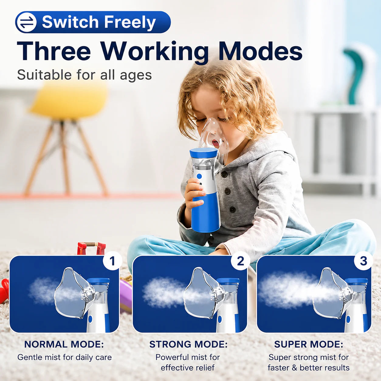 Portable Mesh Nebulizer Machine for Adults & Kids