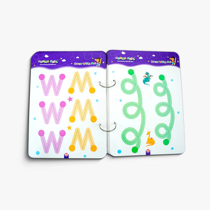 68 Pages Reusable Tracing Line book to improve HAND WRITING For 2+ Years kids