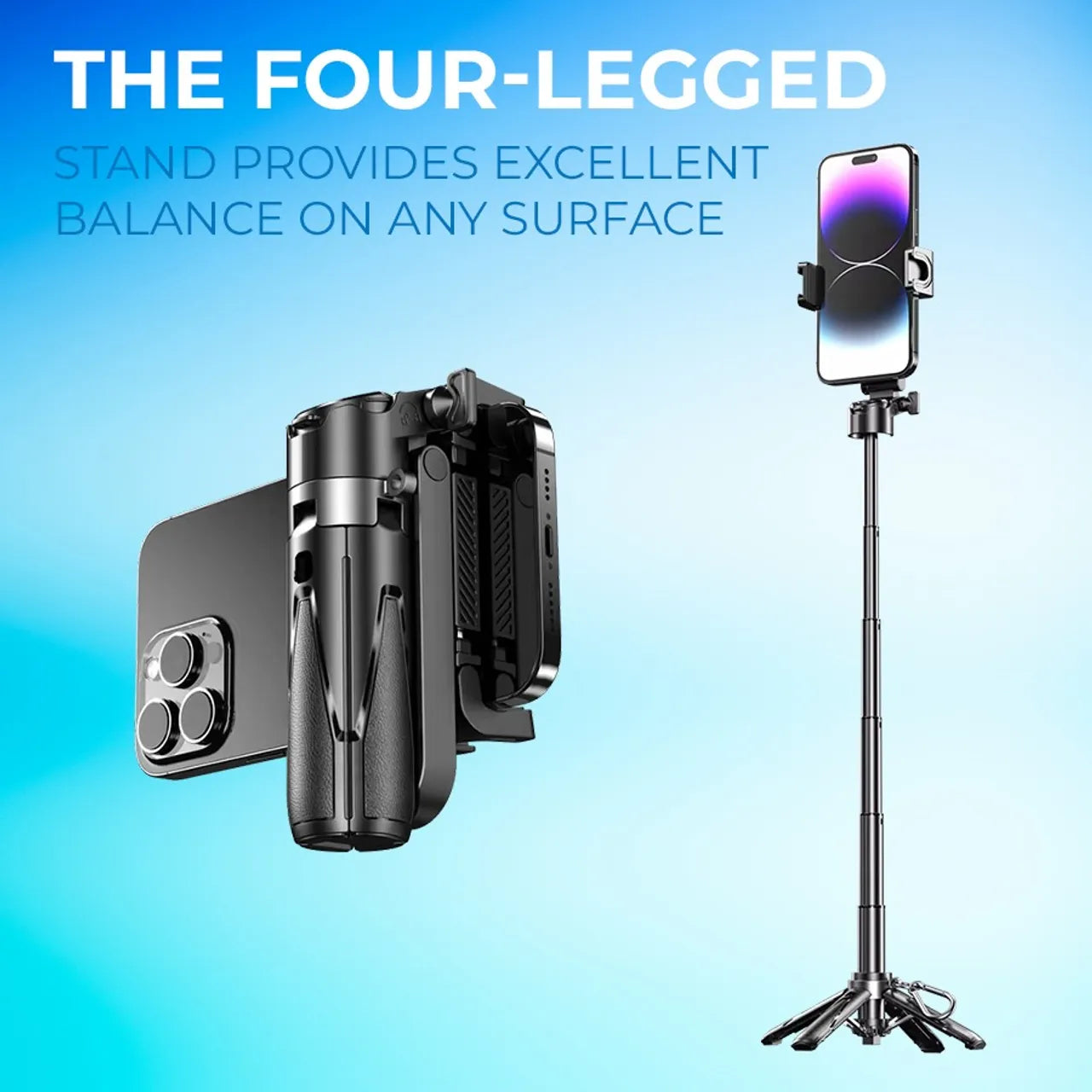 🔥Limited Stock- MagicGrip Pro – Compact 3-in-1 Selfie Stick Tripod with Remote | 6 Months Warranty