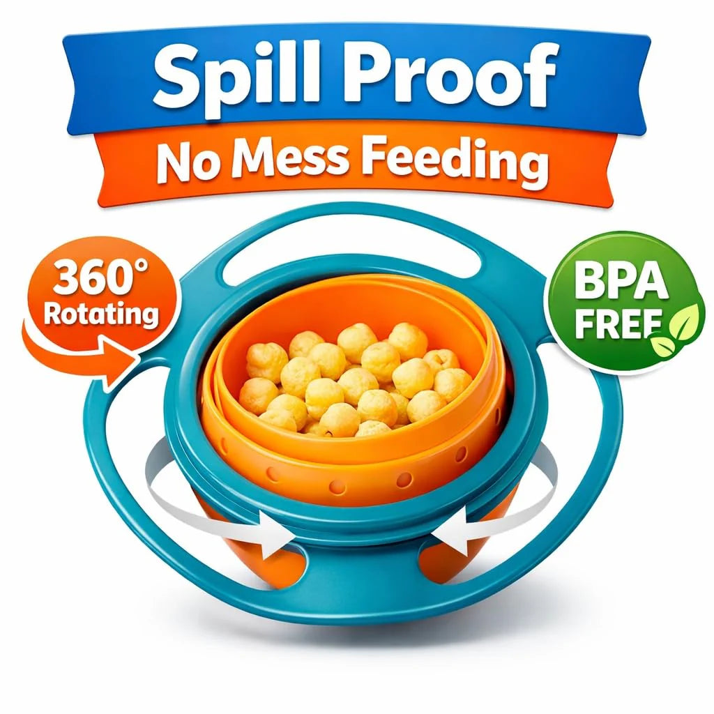 360° Rotating Spill Proof Gyro Bowl for Toddlers
