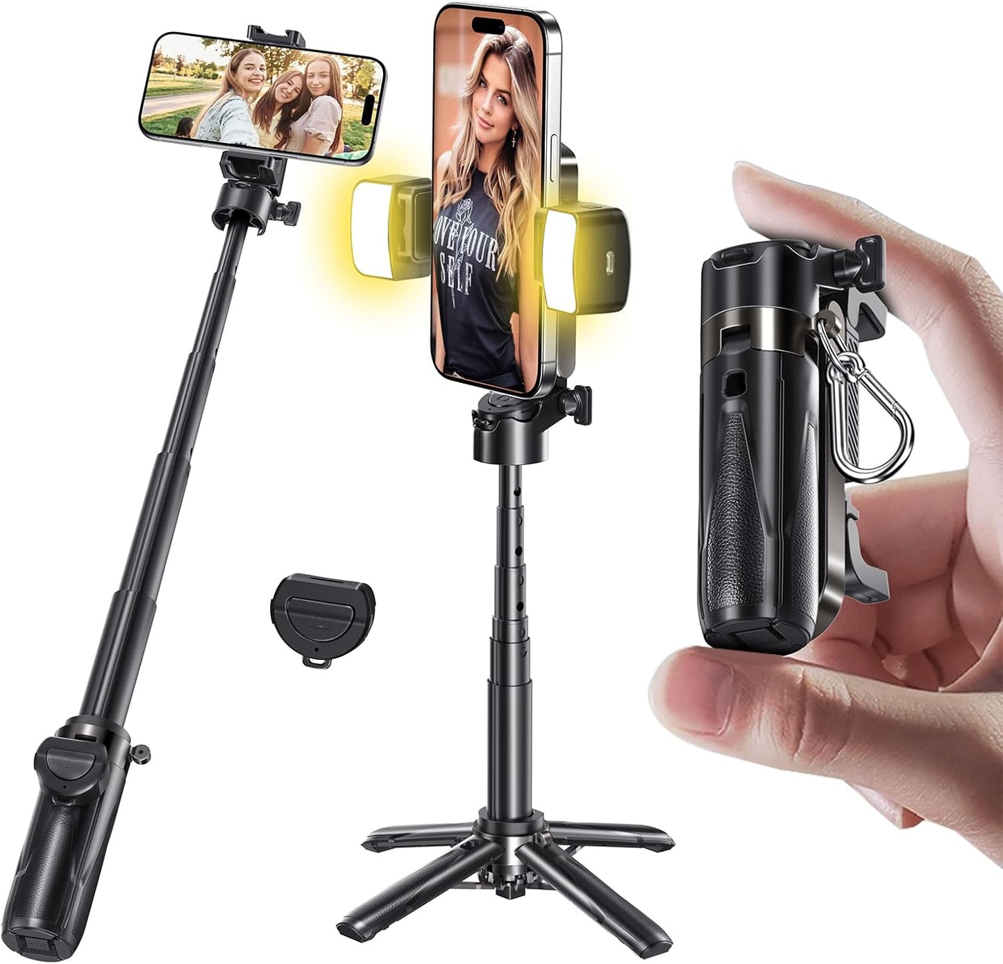 🔥Limited Stock-  MagicGrip Pro – Compact 3-in-1 Selfie Stick Tripod with Remote | 6 Months Warranty