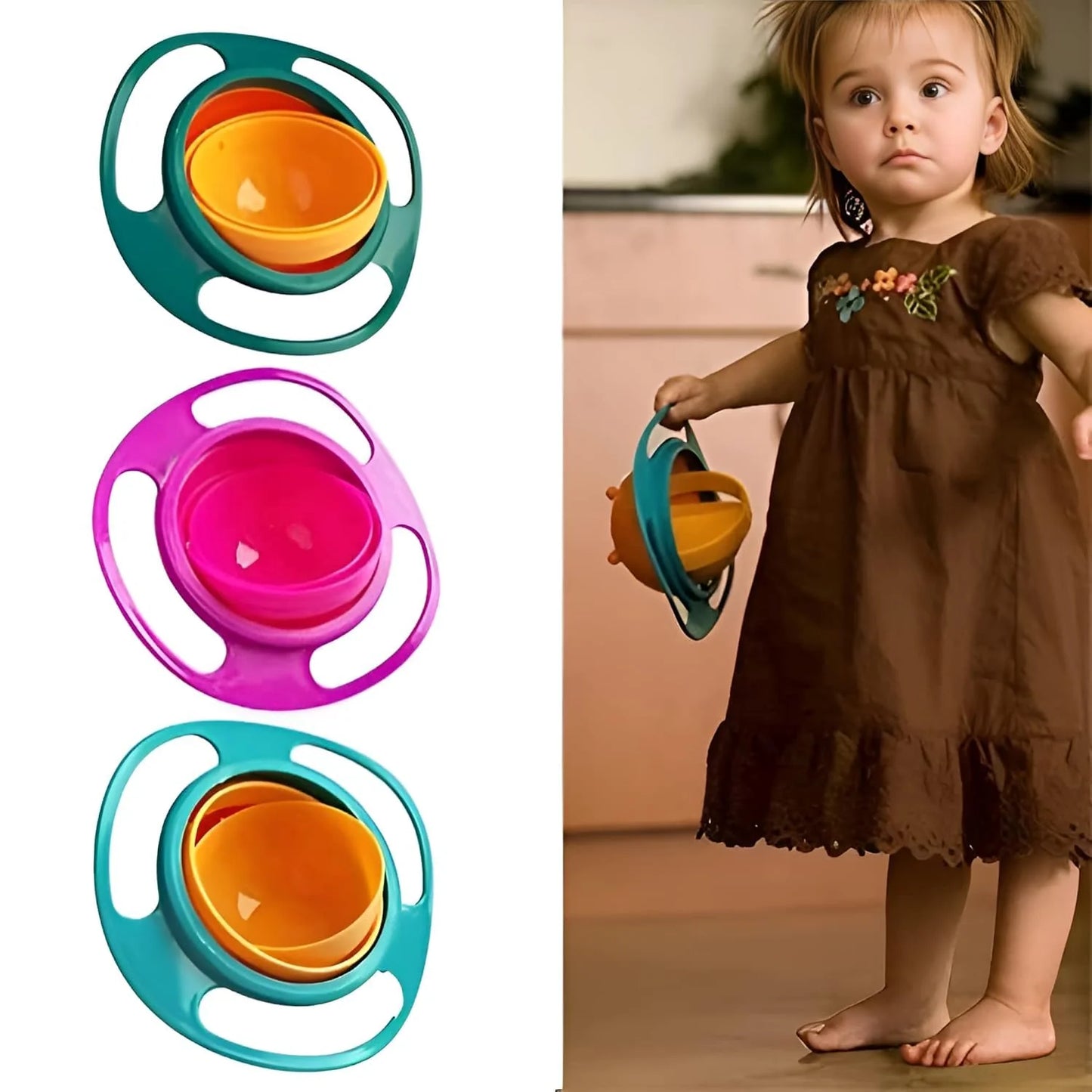 360° Rotating Spill Proof Gyro Bowl for Toddlers