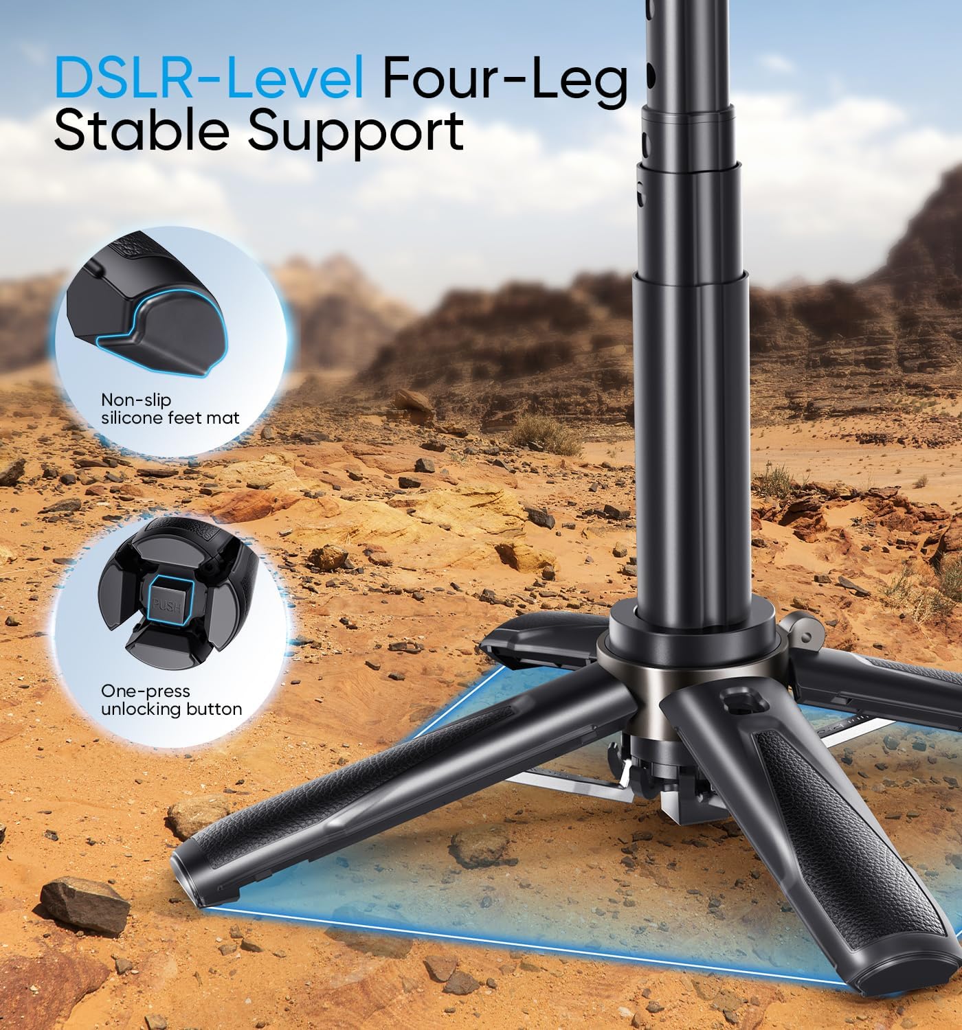 🔥Limited Stock-  MagicGrip Pro – Compact 3-in-1 Selfie Stick Tripod with Remote | 6 Months Warranty