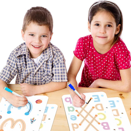 68 Pages Reusable Tracing Line book to improve HAND WRITING For 2+ Years kids