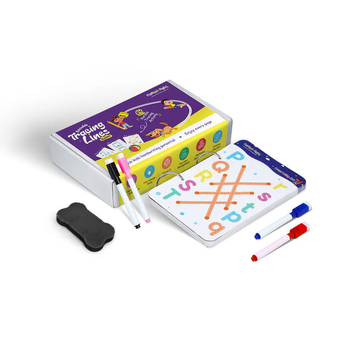 68 Pages Reusable Tracing Line book to improve HAND WRITING For 2+ Years kids