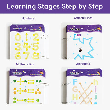 68 Pages Reusable Tracing Line book to improve HAND WRITING For 2+ Years kids