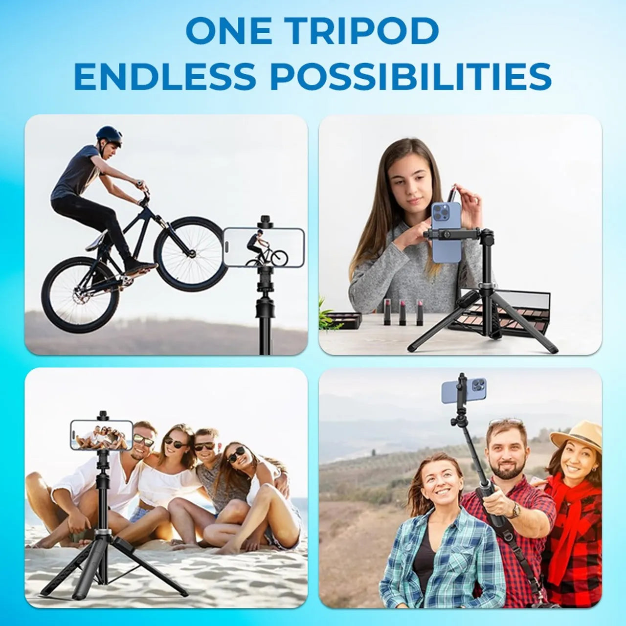 🔥Limited Stock-  MagicGrip Pro – Compact 3-in-1 Selfie Stick Tripod with Remote | 6 Months Warranty