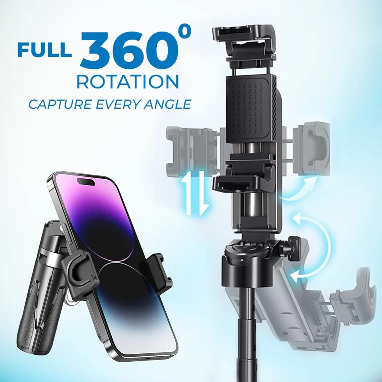 🔥Limited Stock-  MagicGrip Pro – Compact 3-in-1 Selfie Stick Tripod with Remote | 6 Months Warranty