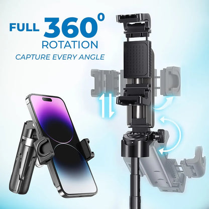 🔥Limited Stock-  MagicGrip Pro – Compact 3-in-1 Selfie Stick Tripod with Remote | 6 Months Warranty